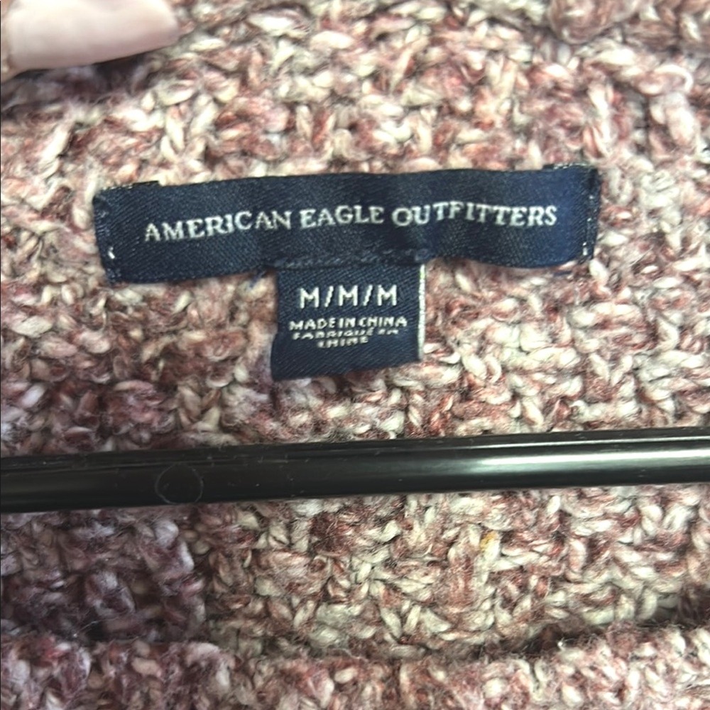 American Eagle Outfitters Cable‎ Knit Fisherman Sweater Academia Mauve Women's M - Picture 2 of 4
